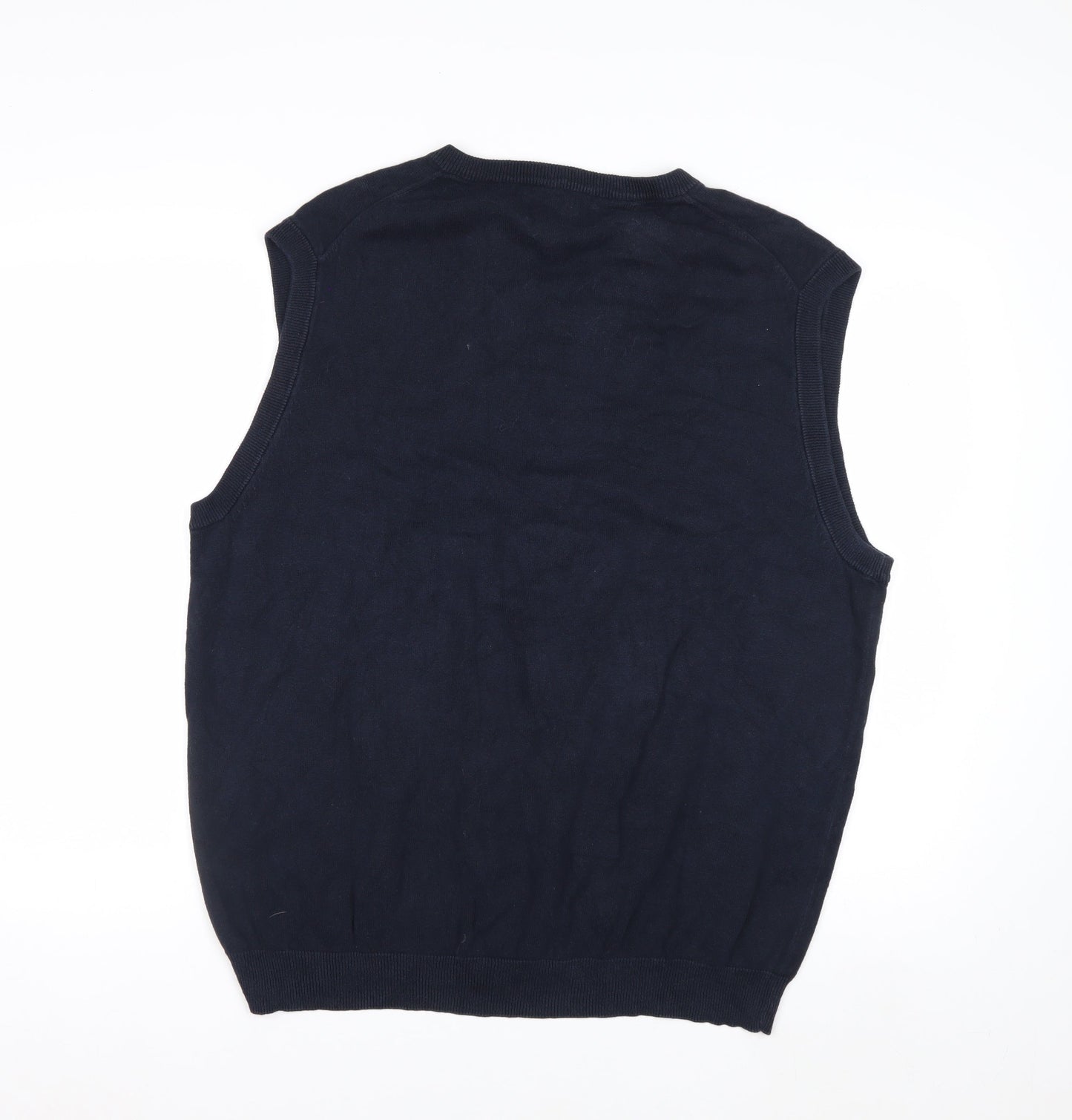 Chaps Men's Blue XL Cotton V-Neck Sleeveless Knit Vest Jumper