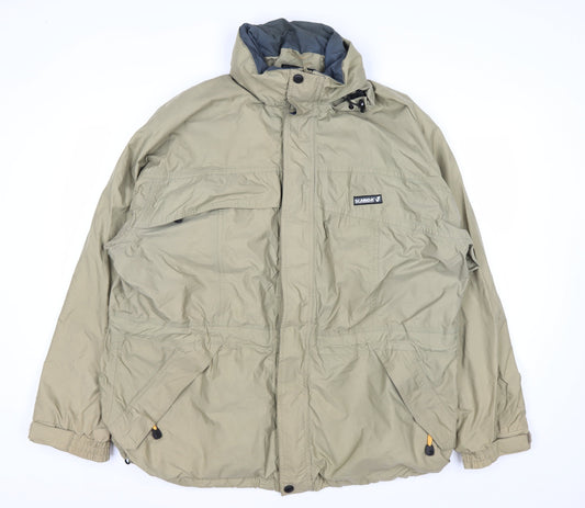 Scanda Men's Beige XL Hooded Parka Jacket Waterproof Windproof Outdoor