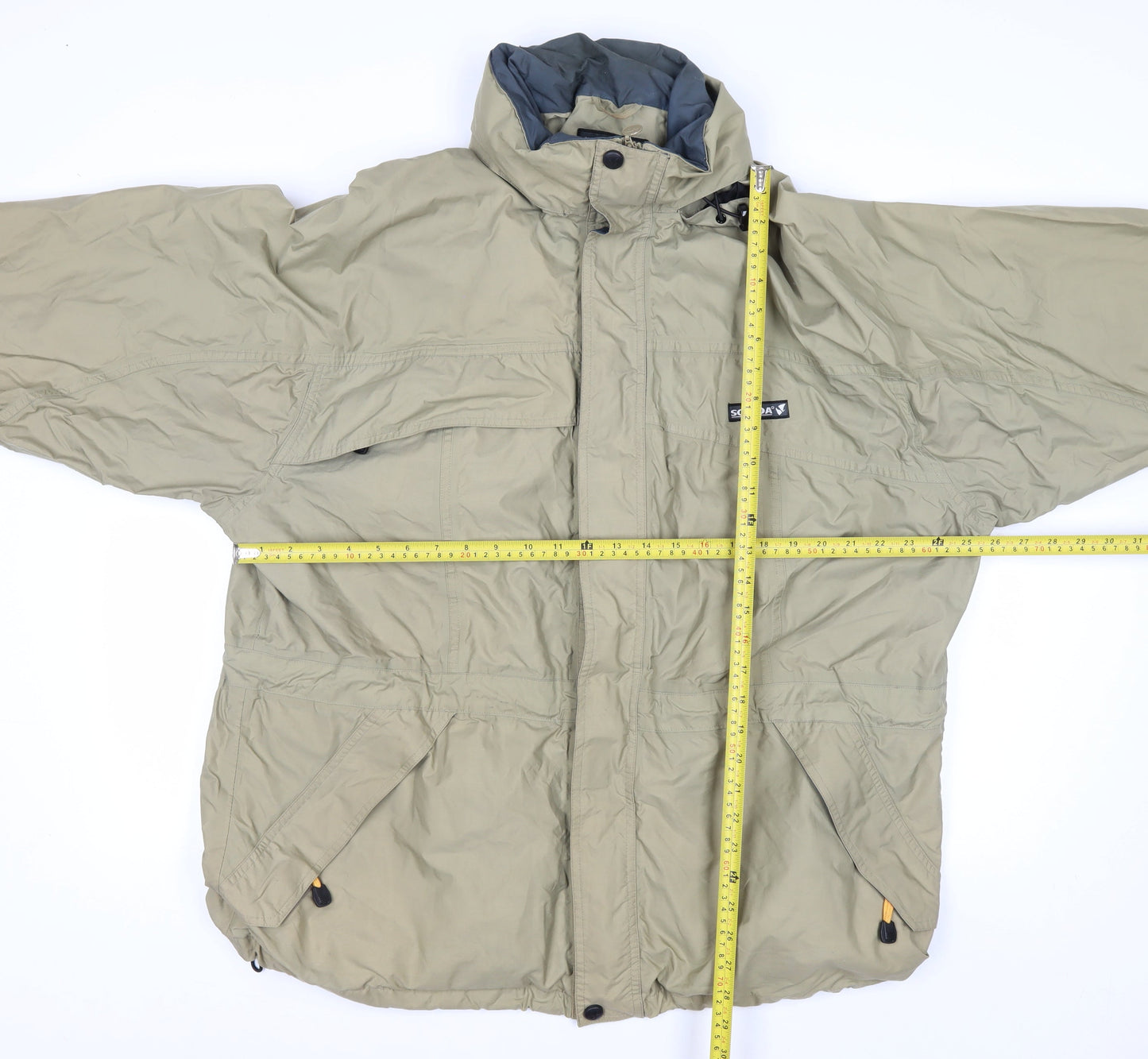 Scanda Men's Beige XL Hooded Parka Jacket Waterproof Windproof Outdoor