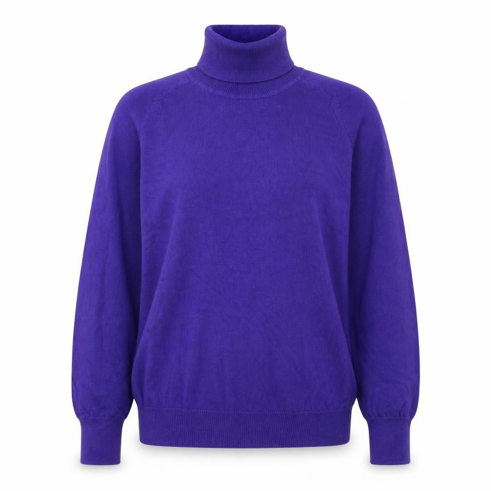 Talbots Women's Purple Roll Neck Cotton Jumper Size L