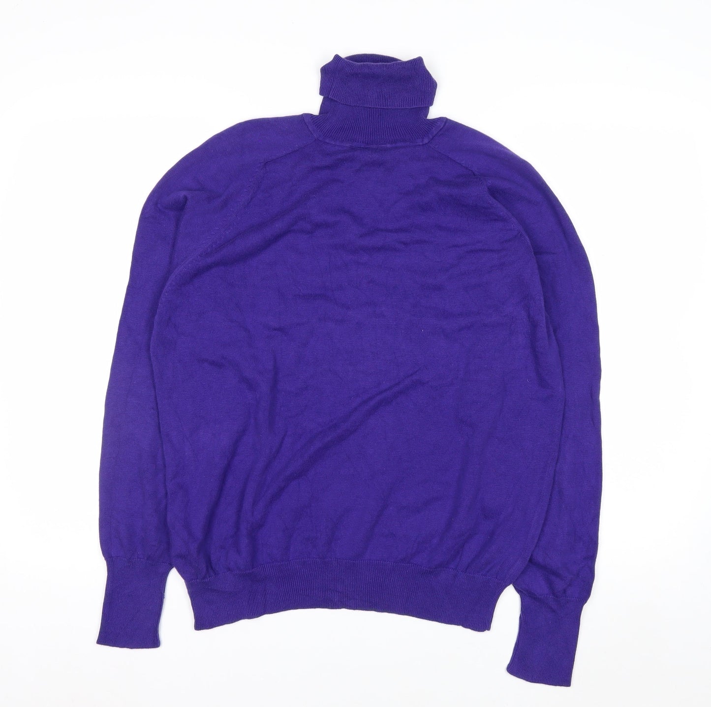 Talbots Women's Purple Roll Neck Cotton Jumper Size L