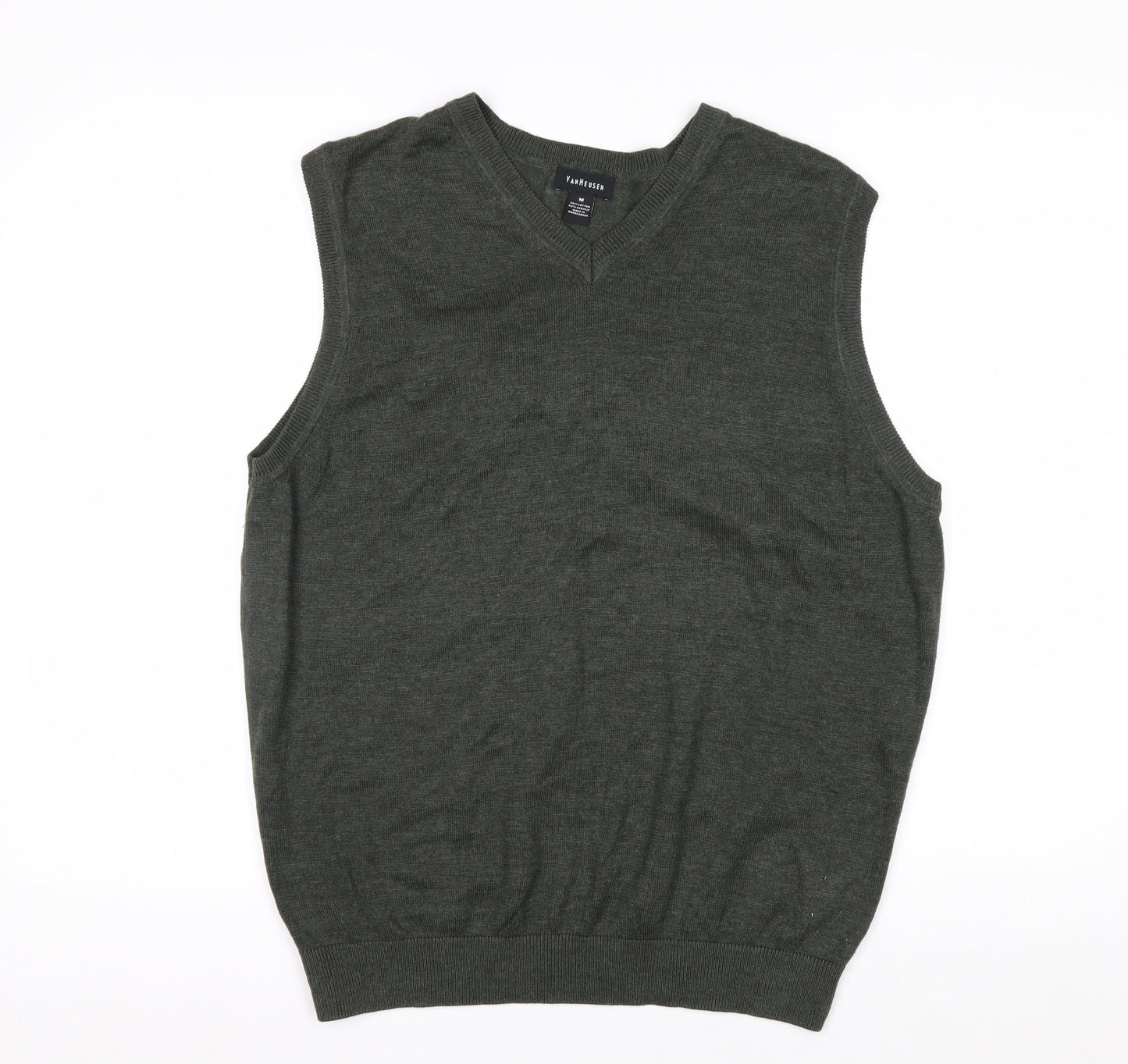 Van Heusen Men's Green V-Neck Sleeveless Cotton Knit Vest M