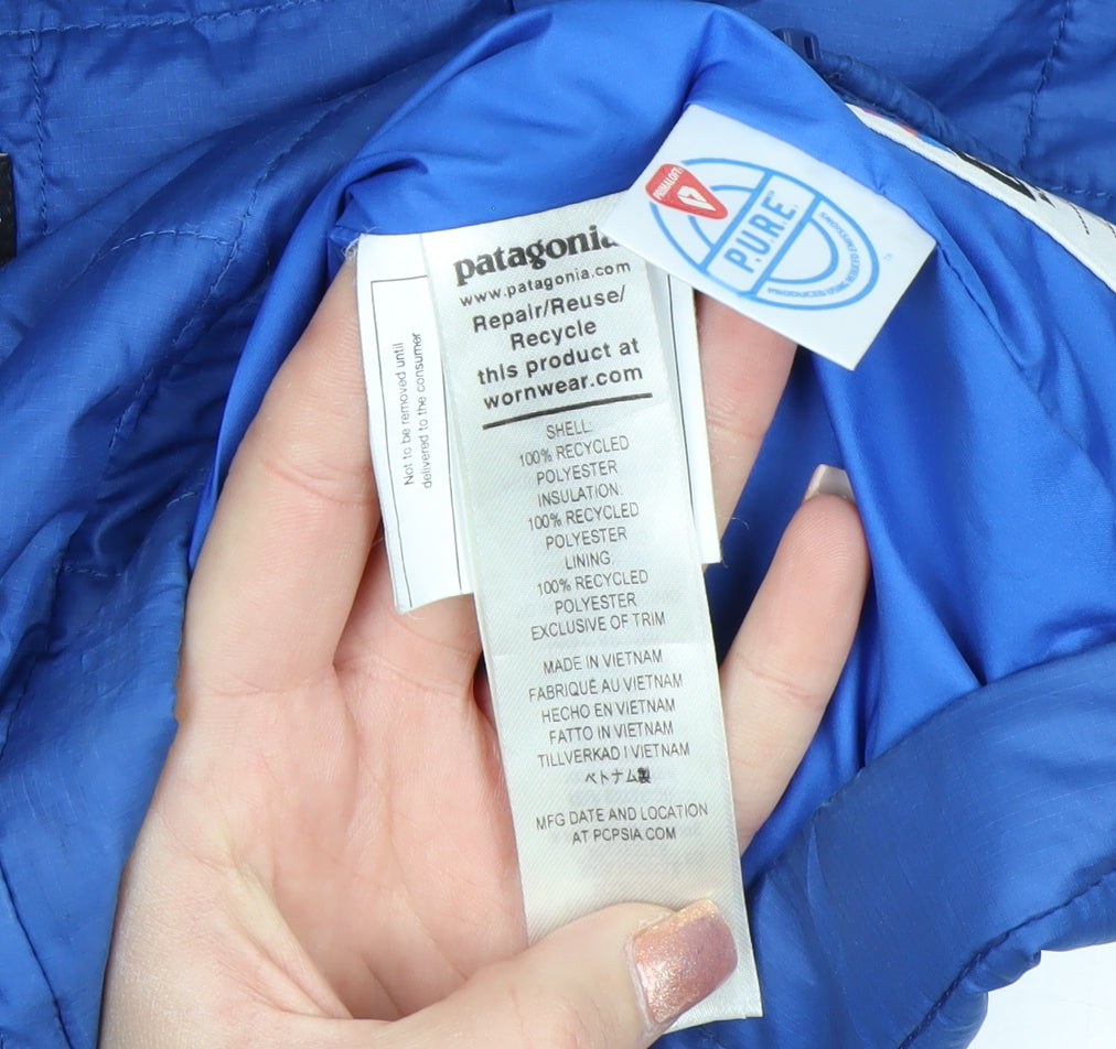 Patagonia Boys Blue 10 Years Puffer Jacket Full Zip Insulated Winter Coat