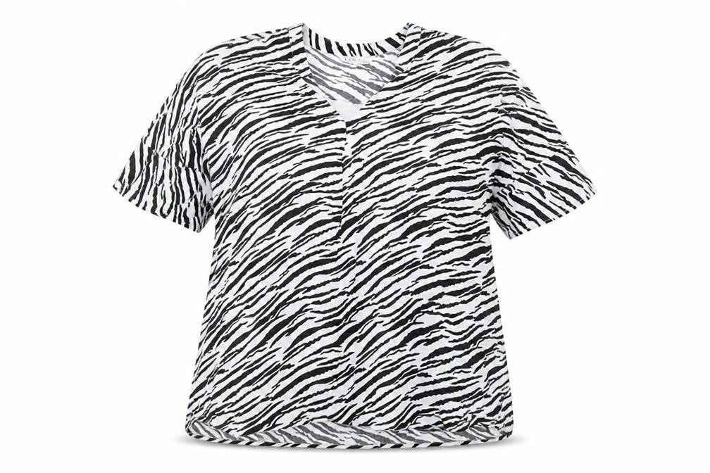 Yours Womens Black White Zebra Print Viscose T-Shirt Size 22