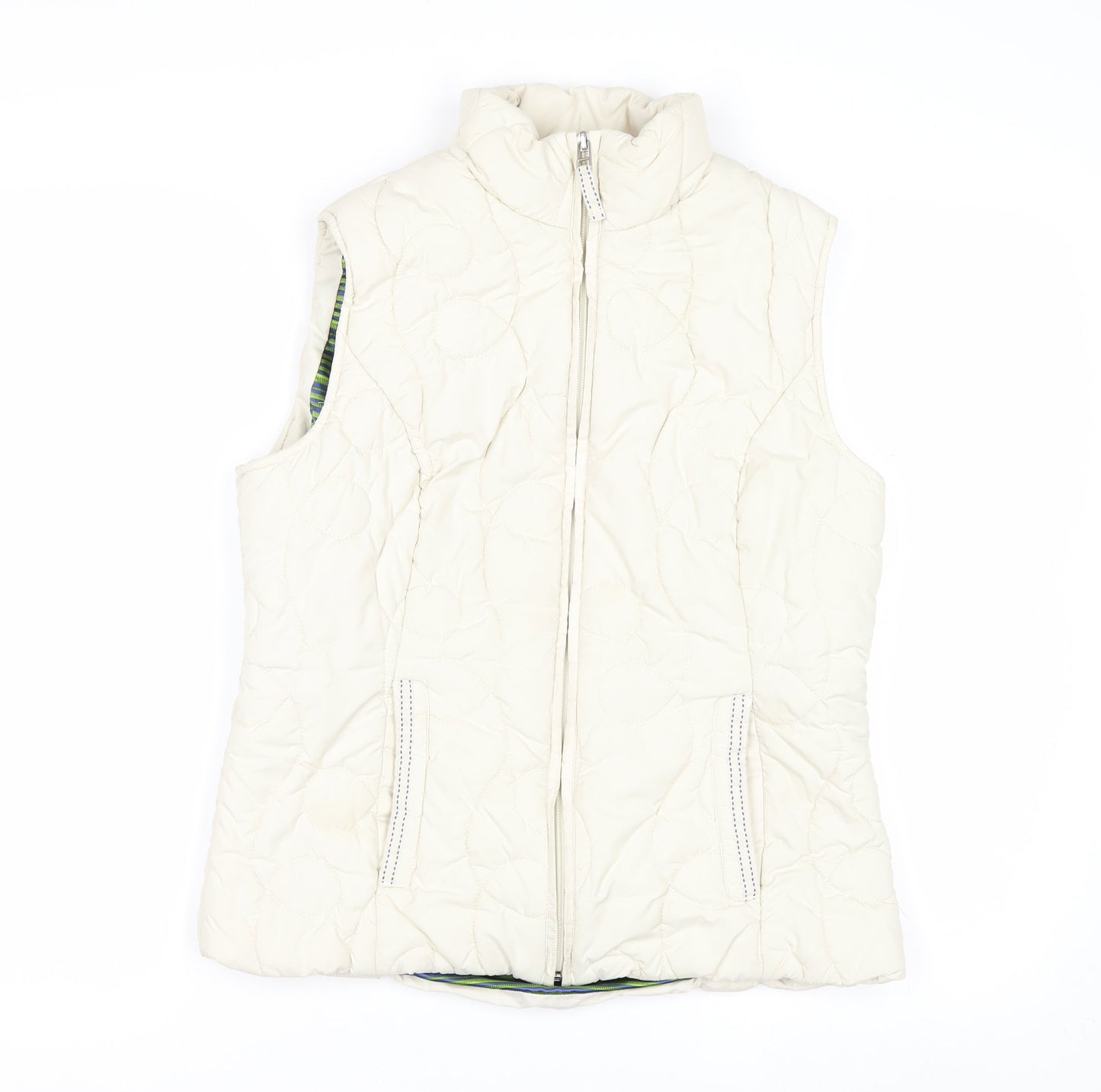 Marks and Spencer Per Una Women Ivory Quilted Water Repellent Waistcoat Size S