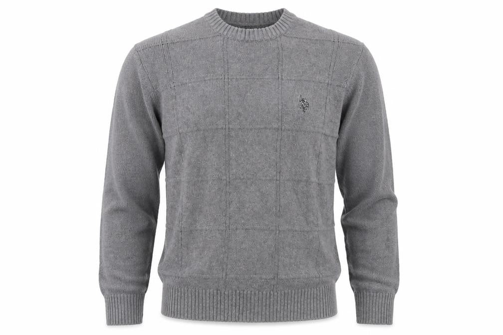 U.S. Polo Assn. Men's Grey Cotton Crew Neck Pullover Jumper L