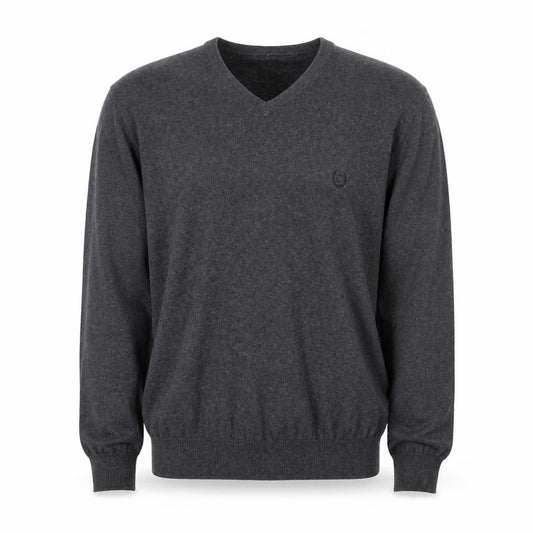 Chaps Men’s Grey Cotton Cashmere V-Neck Pullover Jumper L