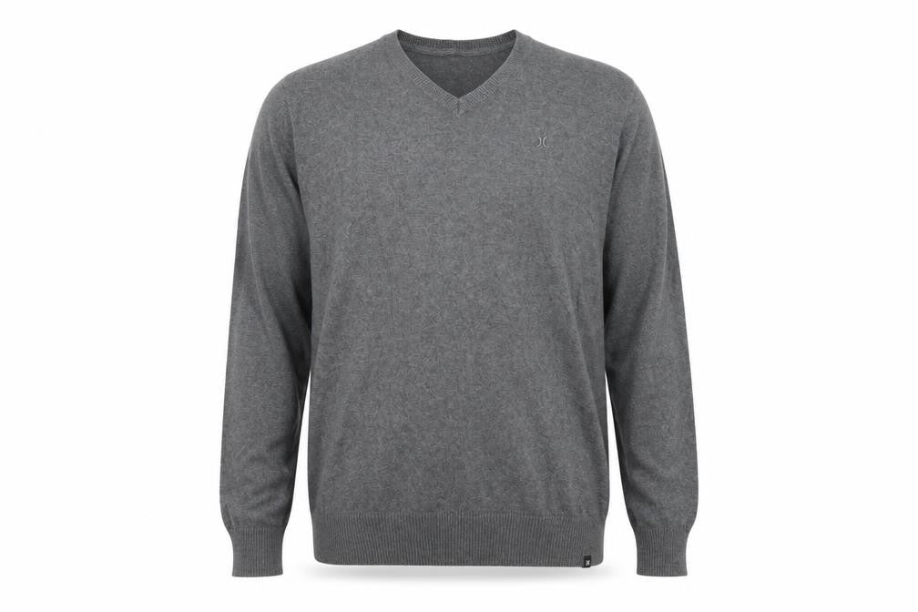 Hurley Men's Grey Cotton V-Neck Pullover Jumper XL