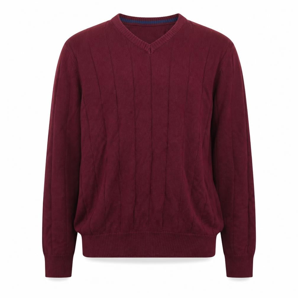 Club Room Men's Red XL V-Neck Cotton Cable Knit Jumper