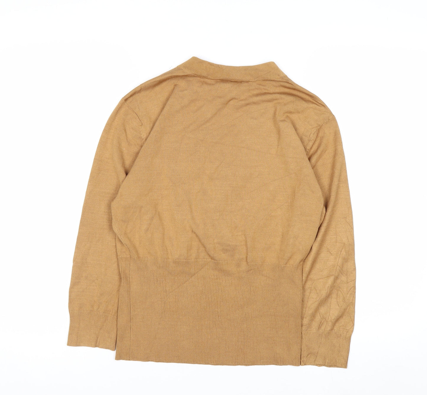 Talbots Women Beige Silk Blend Wrap Jumper L V-Neck Long Sleeve
