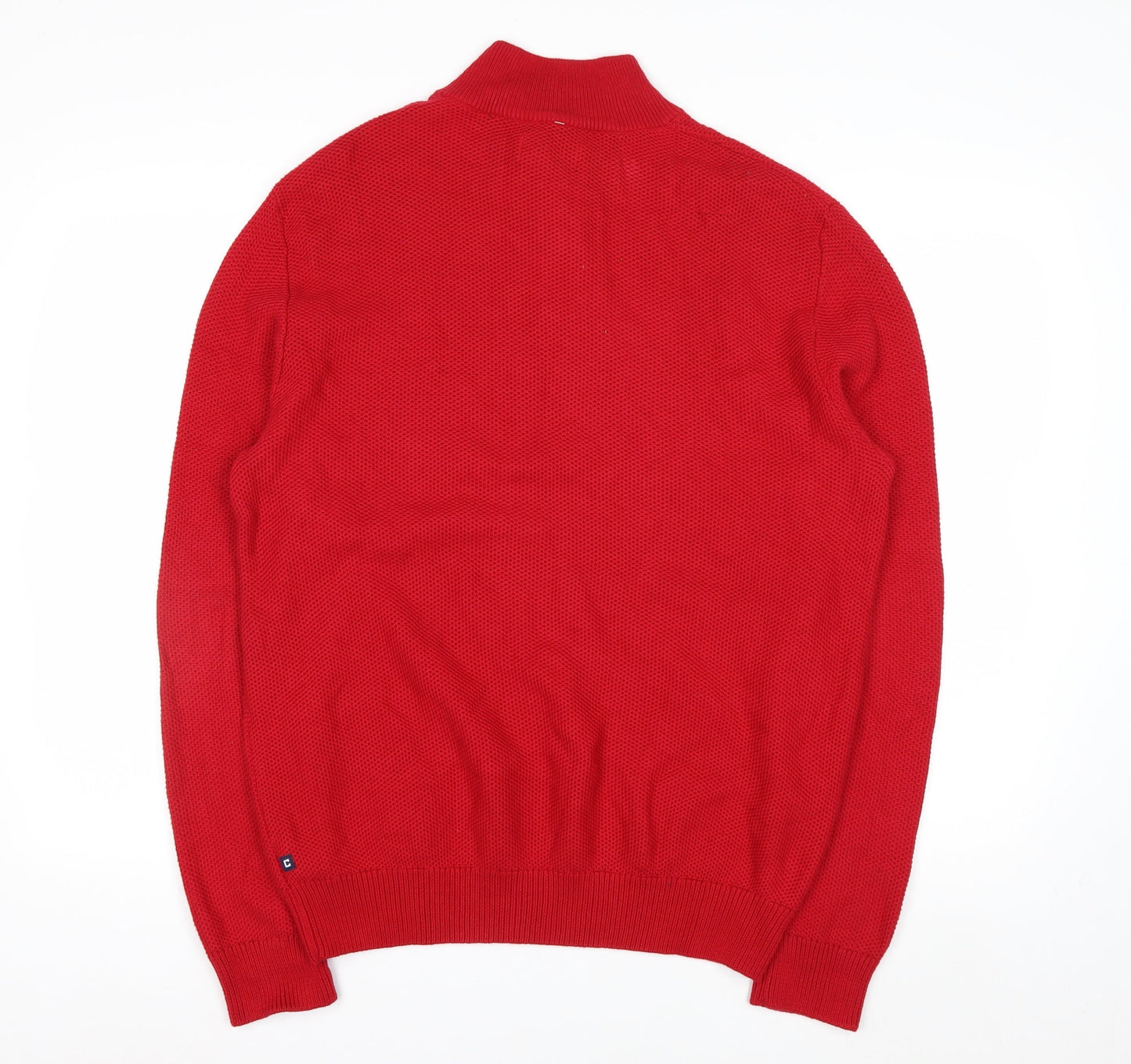 Chaps Men's Red Mock Neck Henley Cotton Jumper Size M