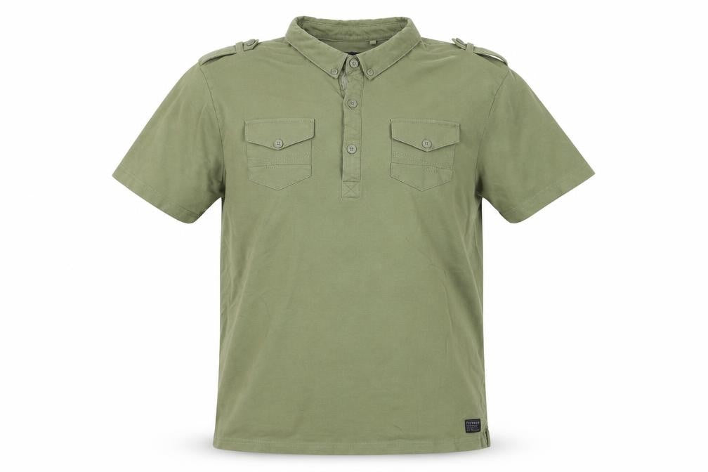 Firetrap Men's Green XL Henley Button-Up Short Sleeve Casual Shirt