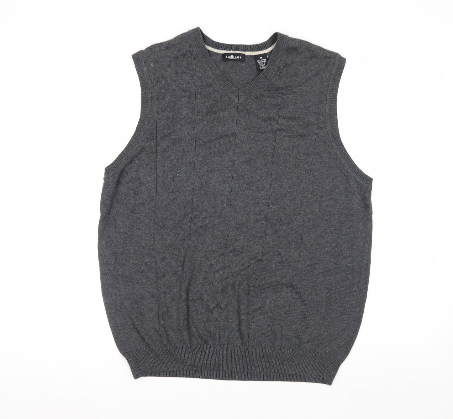 Van Heusen Men's Grey Cotton V-Neck Sleeveless Jumper Vest Size M