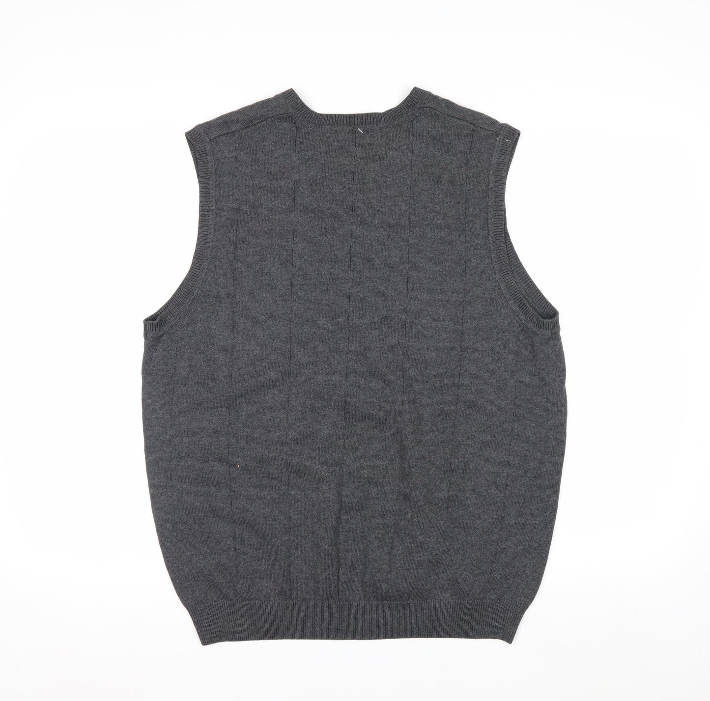 Van Heusen Men's Grey Cotton V-Neck Sleeveless Jumper Vest Size M