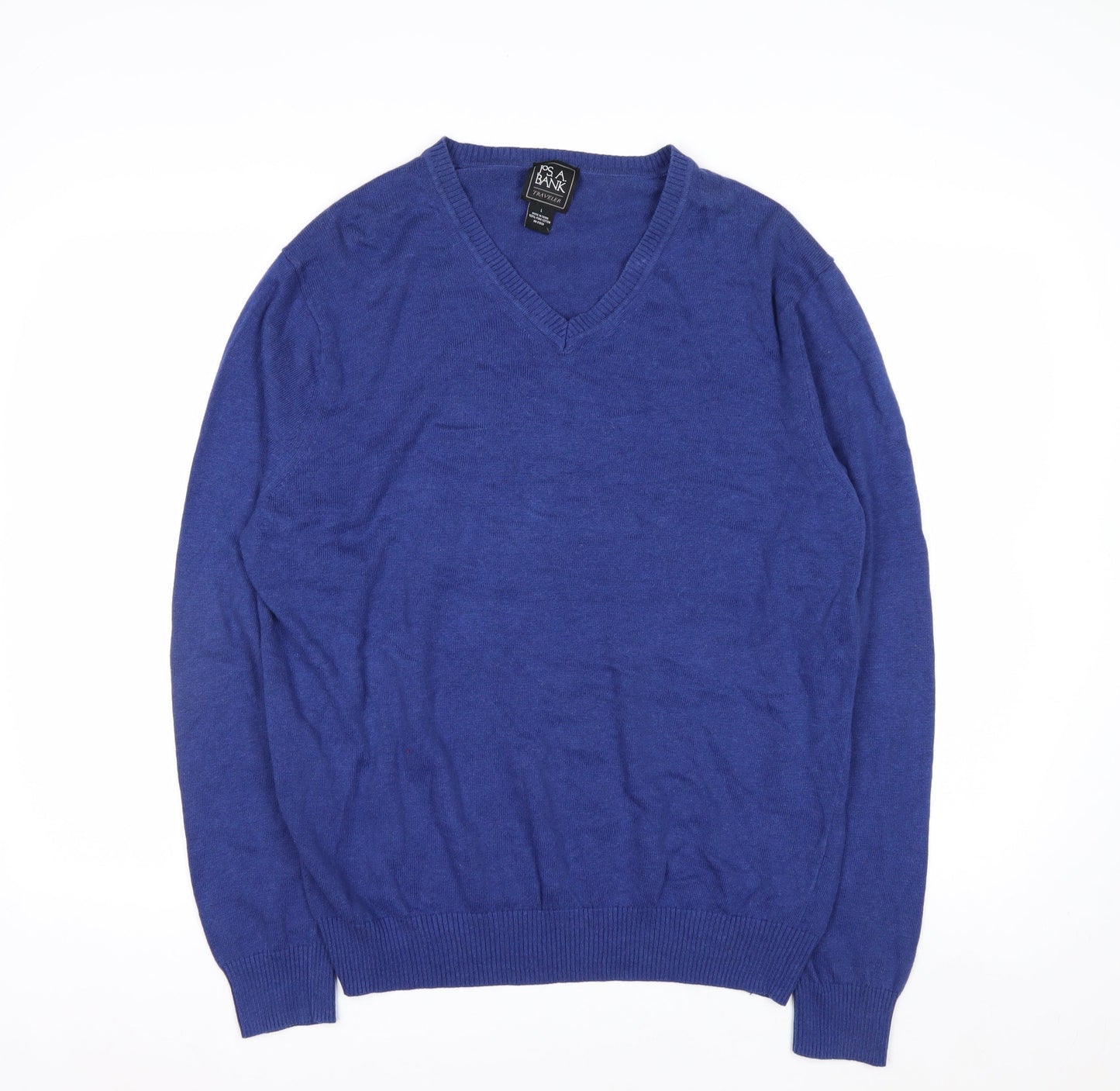 Jos. A. Bank Men's Blue Cotton V-Neck Pullover Jumper L