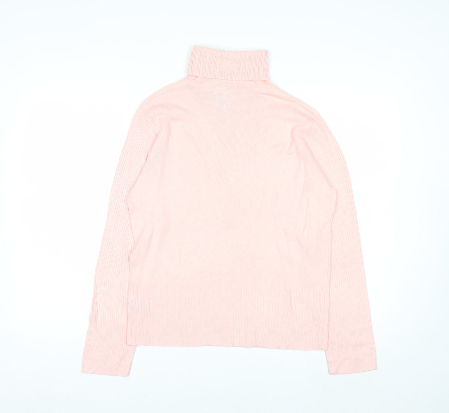 Norton McNaughton Women's Pink Roll Neck Beaded Winter Jumper S