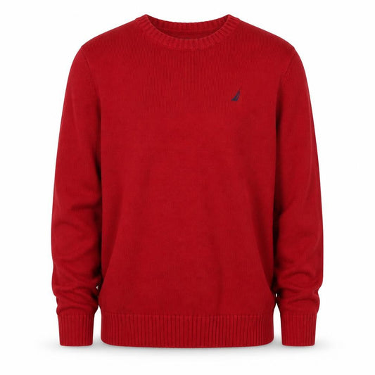 Nautica Men's Red Cotton Crew Neck Pullover Jumper Size L