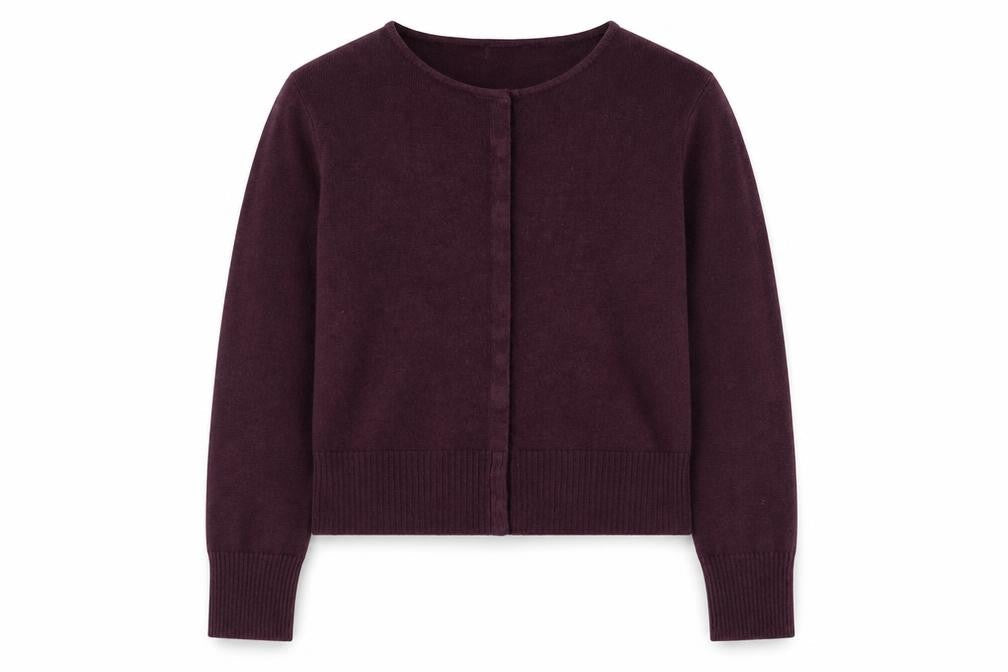 Vintage Women's Purple XS Cardigan Crew Neck Long Sleeve Knit Jumper