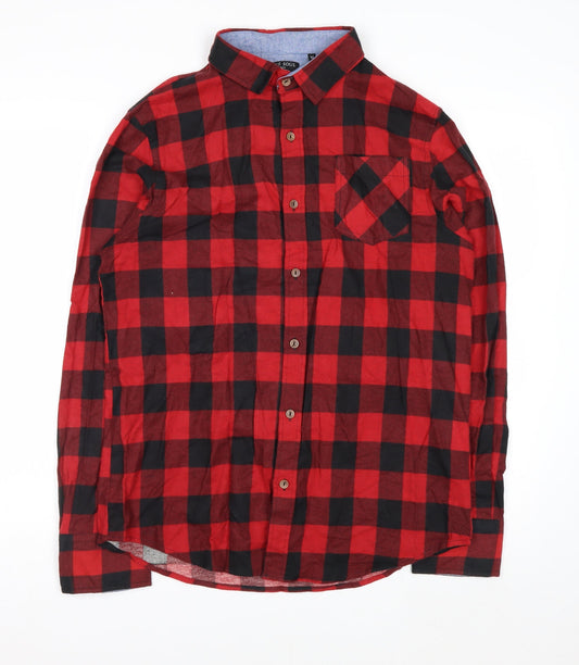 Brave Soul Men's Red Check Flannel Button-Up Shirt Size M Regular Fit