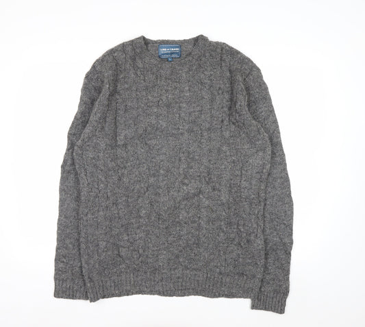 Line of Trade Men’s Grey Wool Cable-Knit Jumper L