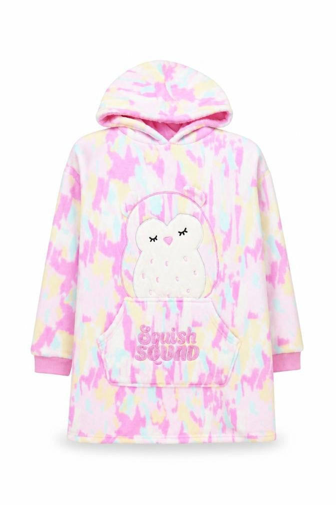Squishmallows Girls Multicoloured Hooded Fleece Robe L Cosy Nightwear