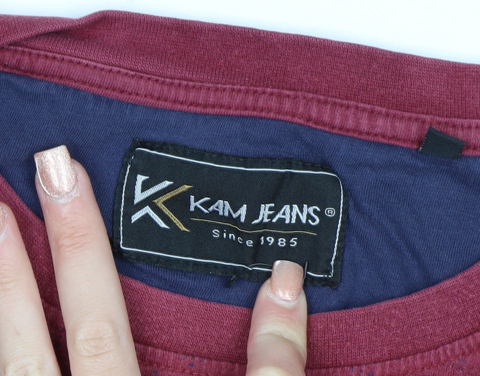 Kam Jeans Men’s Red 5XL Crew Neck Cotton T-Shirt