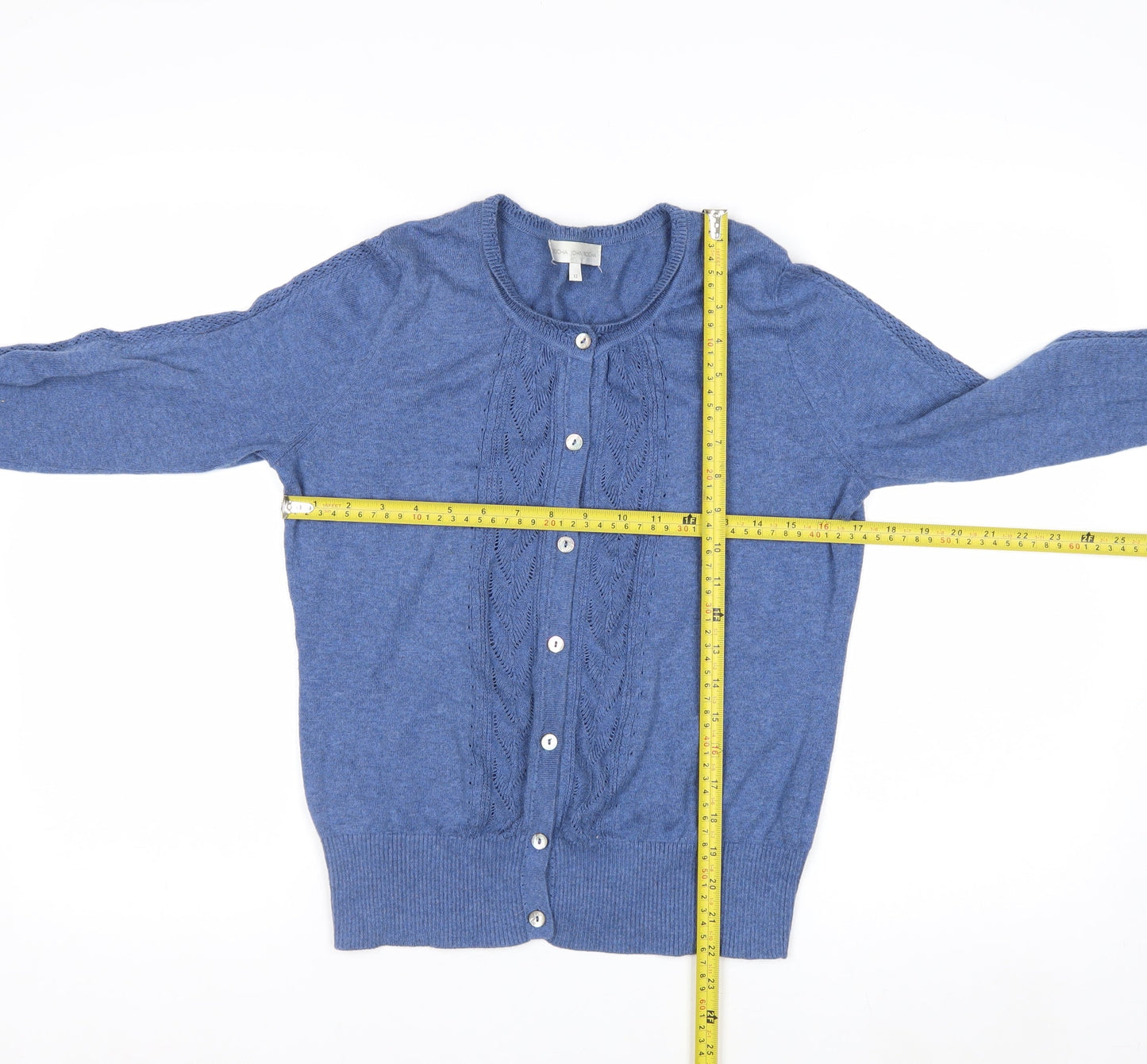 Rocha John Rocha Women Blue Cotton Knit Cardigan Size 12