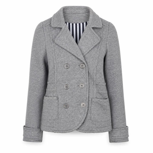 H&M Women's Grey Cotton Blend Double Breasted Blazer Jacket Size 8