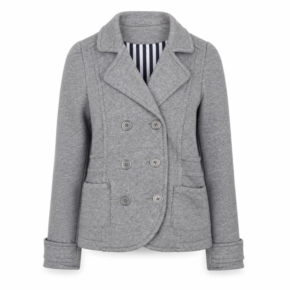 H&M Women's Grey Cotton Blend Double Breasted Blazer Jacket Size 8