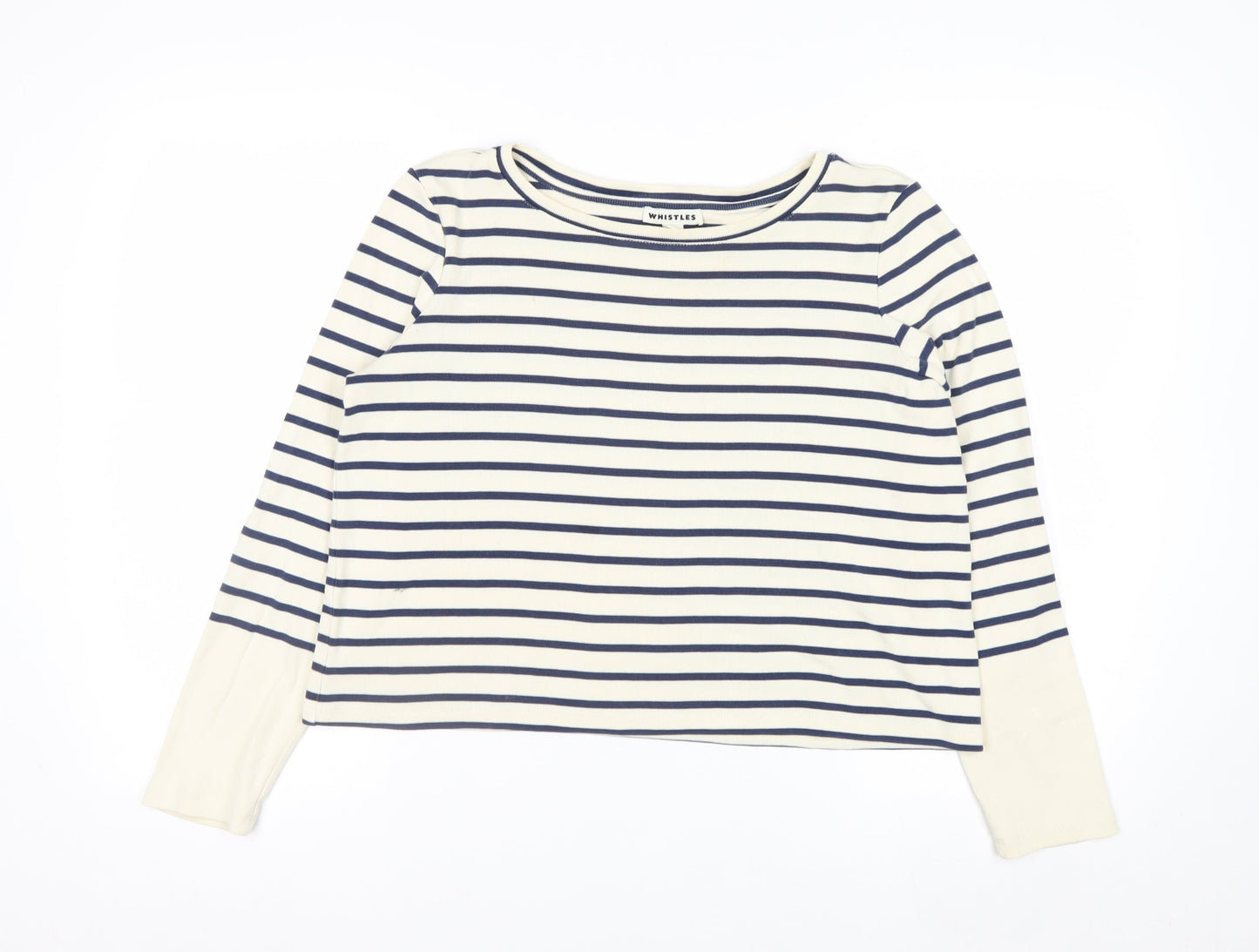 Whistles Women’s Multicoloured Striped Long Sleeve Boat Neck Top UK 12