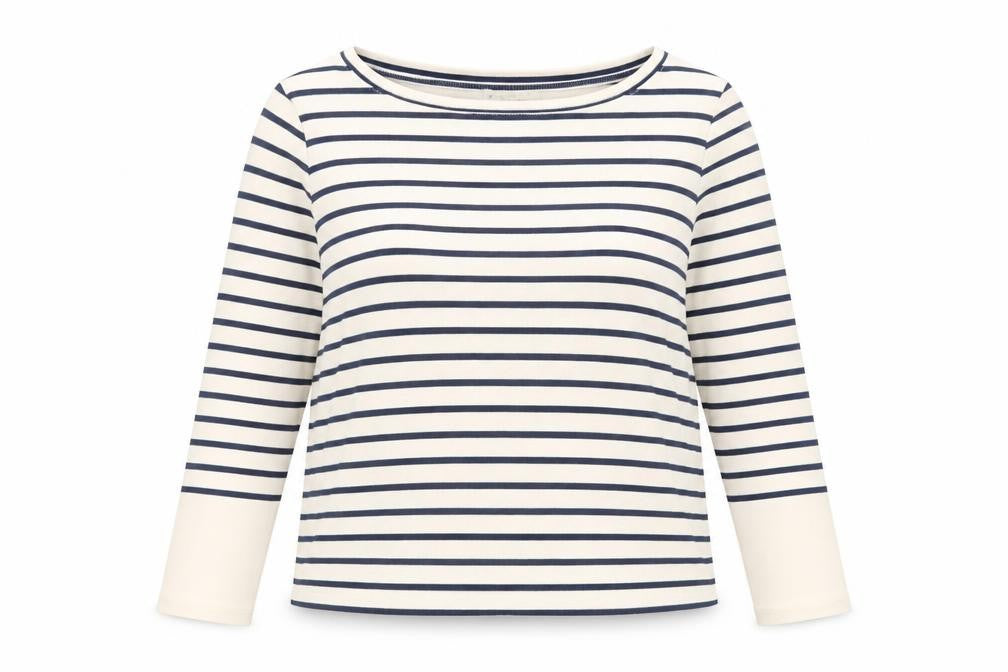 Whistles Women’s Multicoloured Striped Long Sleeve Boat Neck Top UK 12