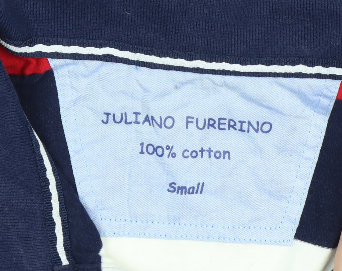 Juliano Furerino Men's Blue Striped Cotton Polo Shirt Size S