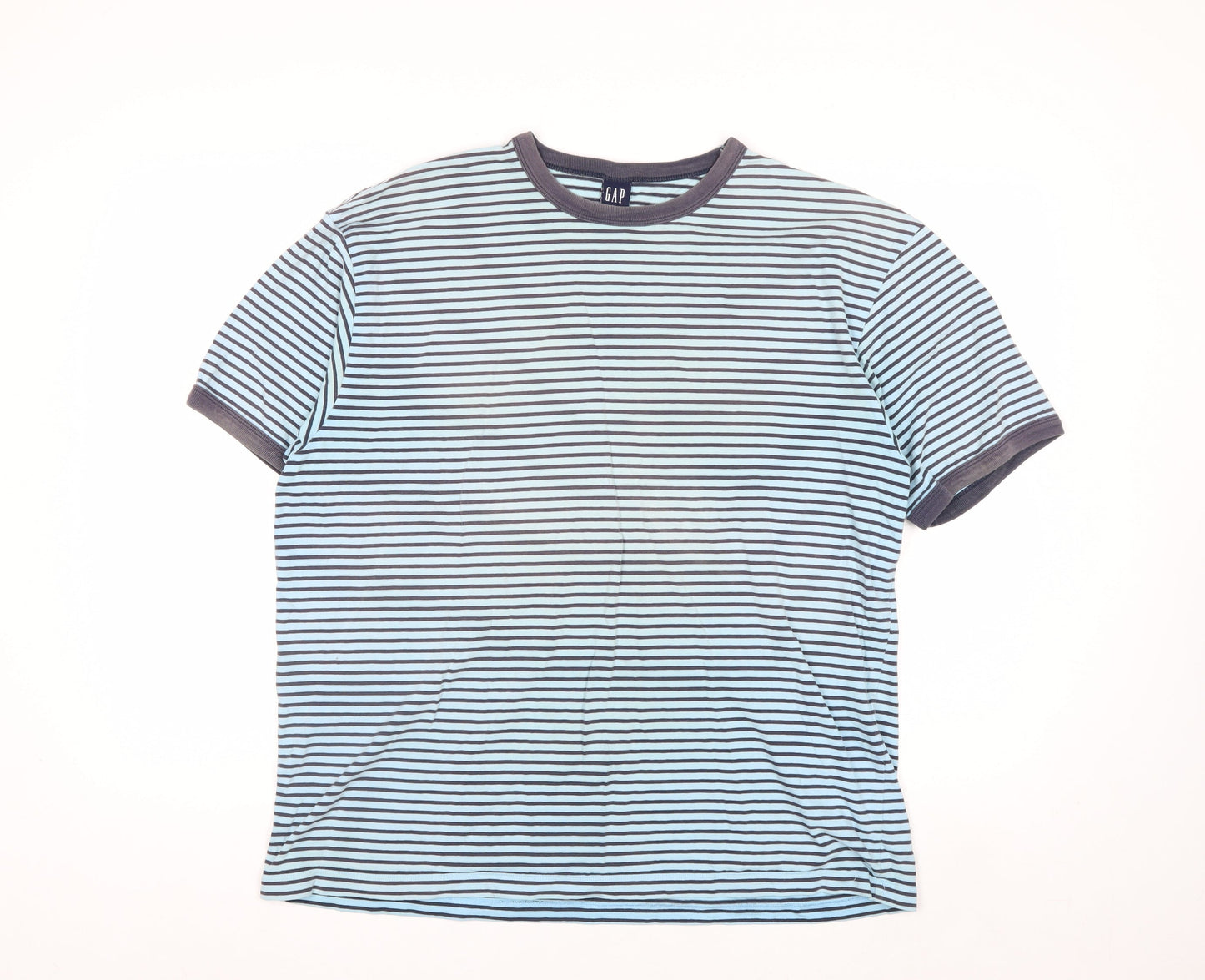 GAP Women’s Blue Striped Ringer T-Shirt XL 100% Cotton Casual