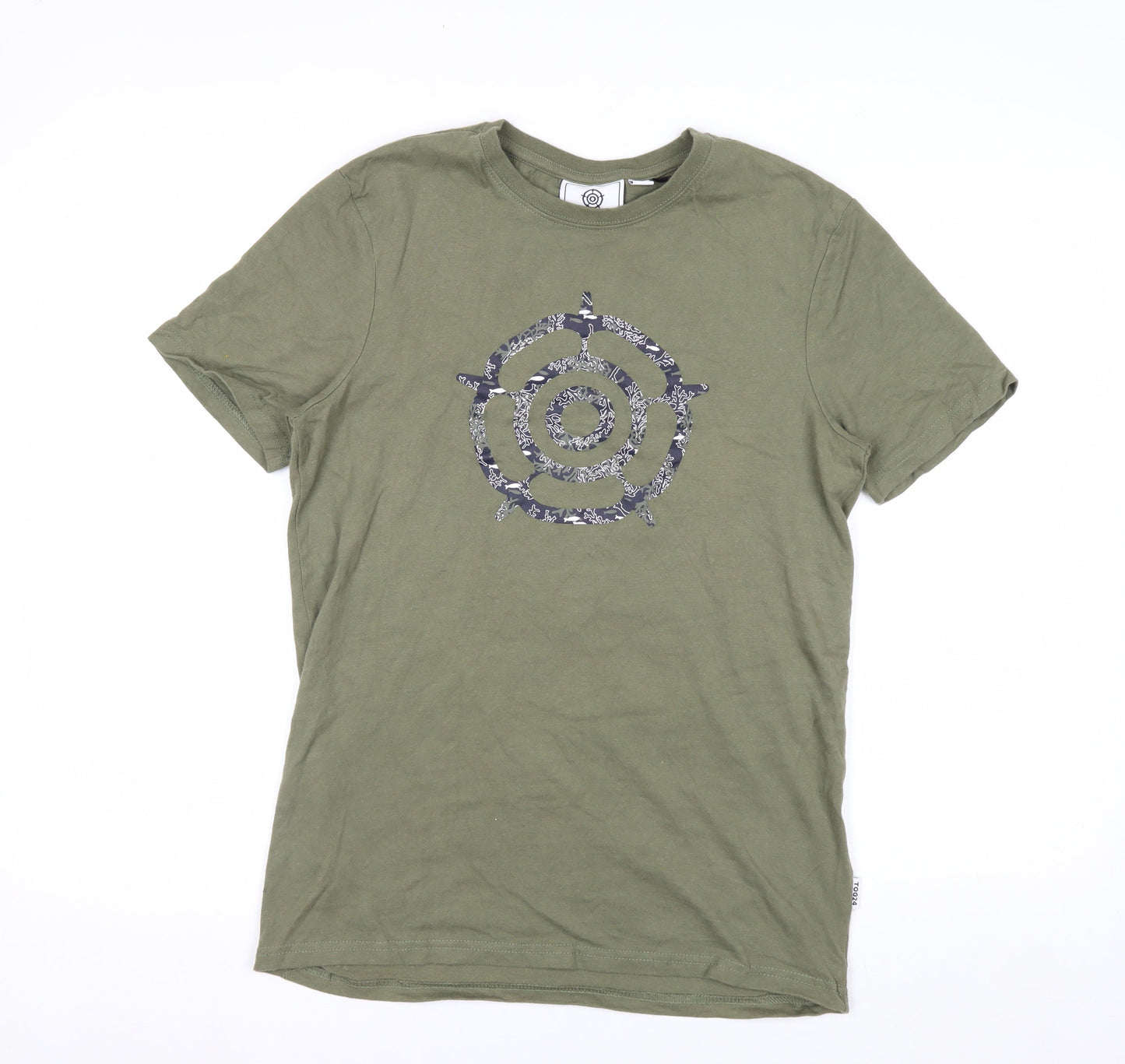 TOG24 Men's Green Cotton Graphic Print T-Shirt Size S