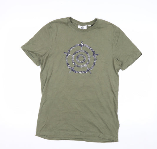 TOG24 Men's Green Cotton Graphic Print T-Shirt Size S