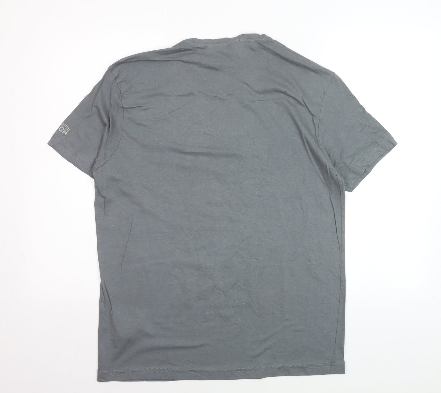 Trussardi Action Men's Grey Graphic Military Art Cotton T-Shirt M