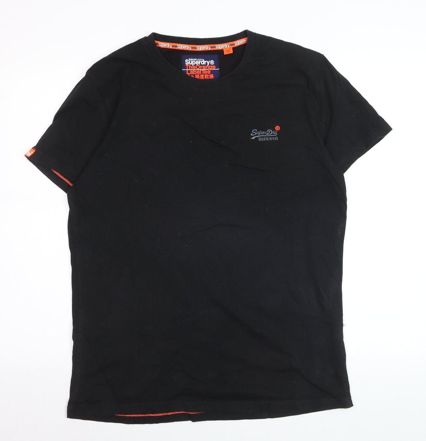 Superdry Men's Black Orange Label Classic Cotton Crew Neck T-Shirt XL