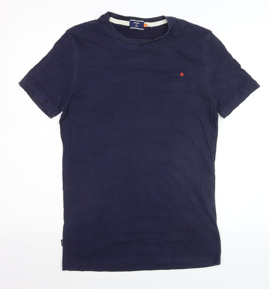 Superdry Men's Navy Blue Crew Neck Cotton T-Shirt M