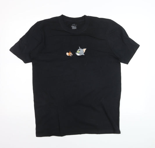 Tom & Jerry Men's Black Medium Cotton Graphic T-Shirt