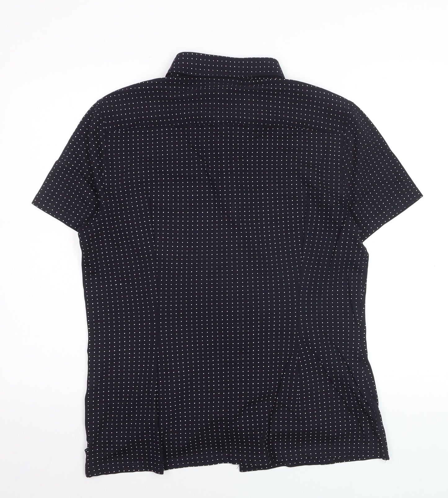 H&M Men's Black Short Sleeve Button-Up Shirt Size L Cotton Blend