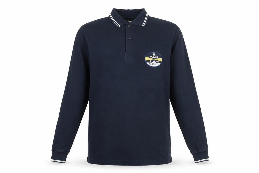 Rolex Men’s Blue Long Sleeve Polo Shirt Size L Nautical Embroidered