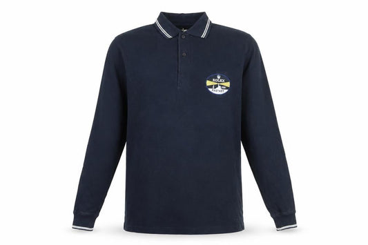 Rolex Men’s Blue Long Sleeve Polo Shirt Size L Nautical Embroidered