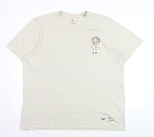 adidas Men's Beige London Graphic Print XL T-Shirt
