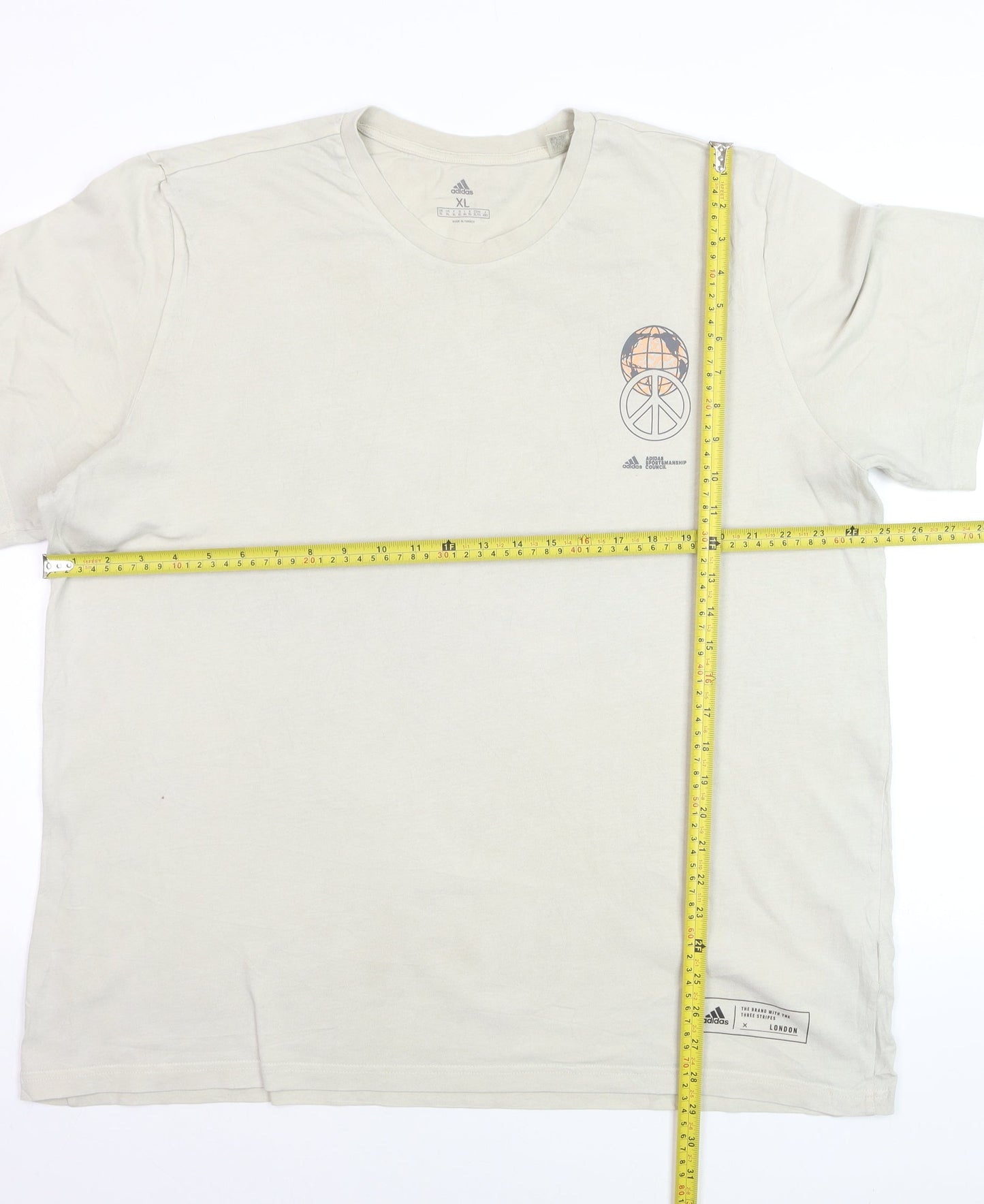 adidas Men's Beige London Graphic Print XL T-Shirt
