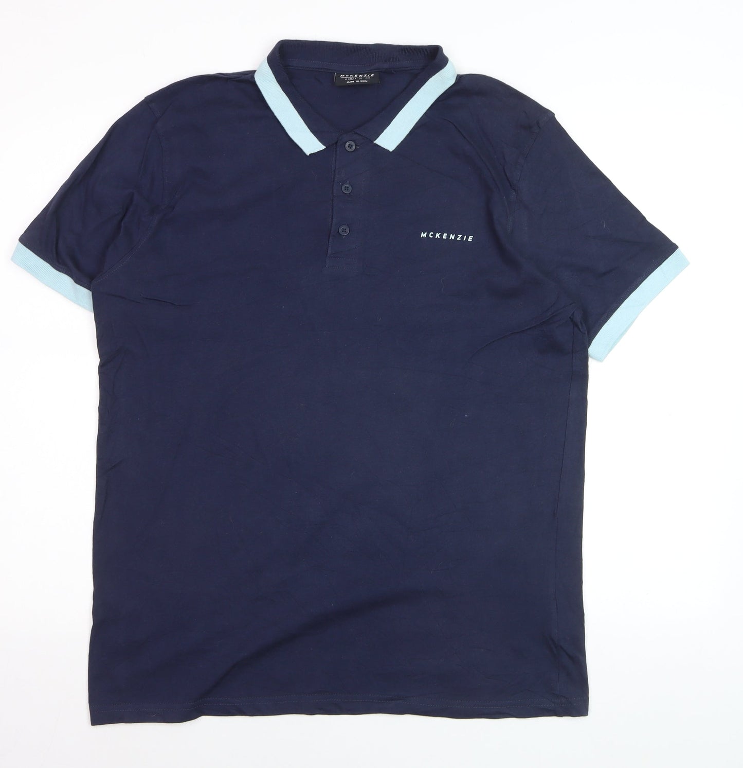 McKenzie Men's Blue Polo Shirt M Regular Fit Short Sleeve