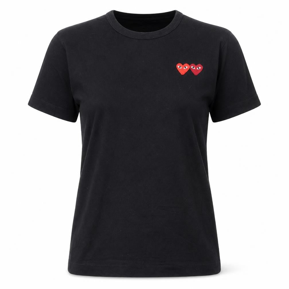 Comme des Garçons Play Women's Black Embroidered Heart T-Shirt Size S