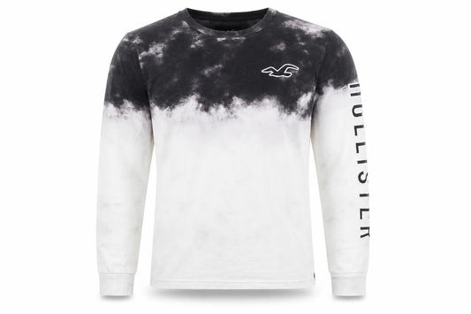 Hollister Men's Black Tie-Dye Long Sleeve Cotton Top Size S