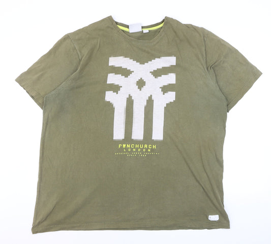 Fenchurch London Men's Green XL Graphic Print Crew Neck T-Shirt