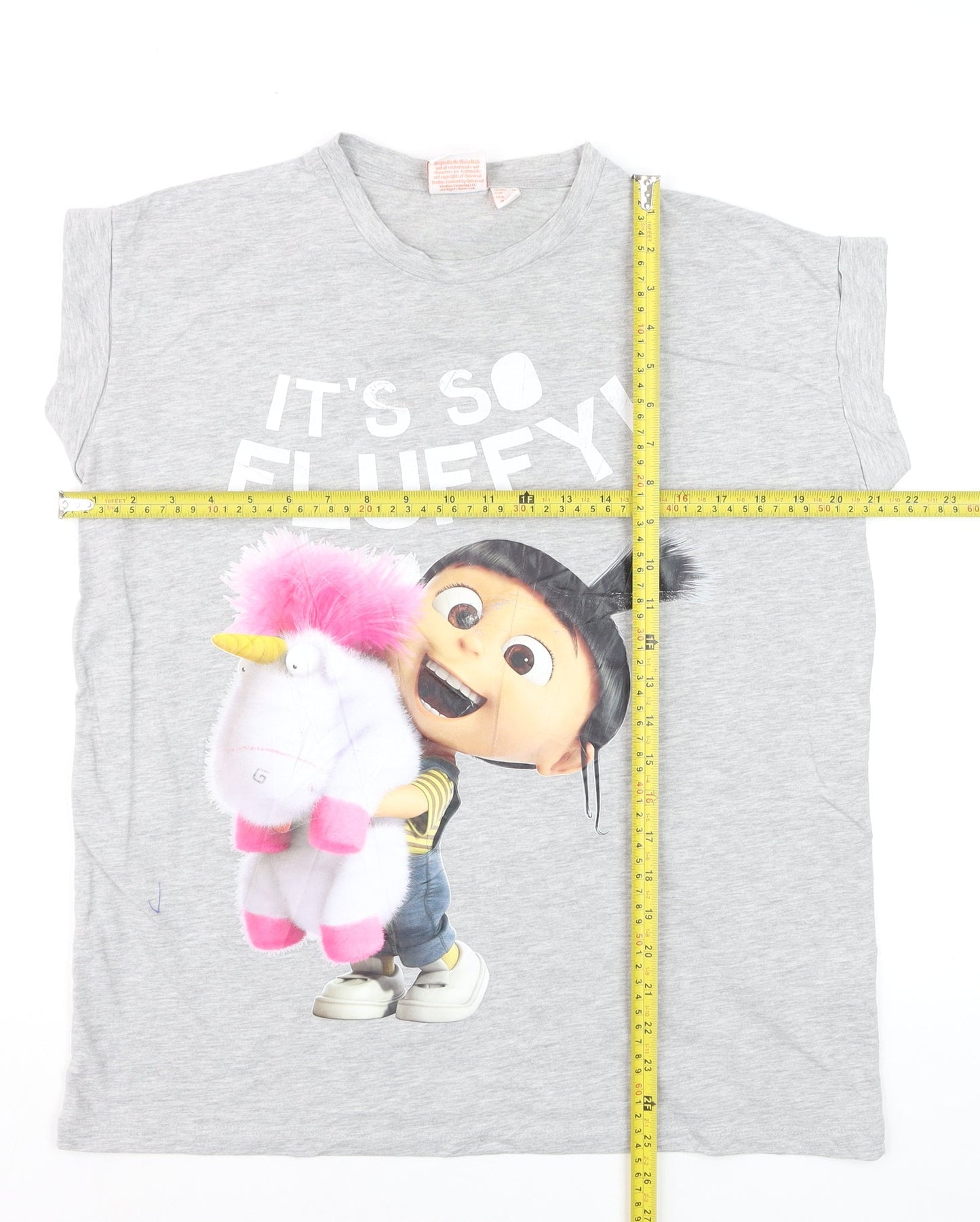 Despicable Me Grey Women's T-Shirt Size 14 Crew Neck Cotton Blend