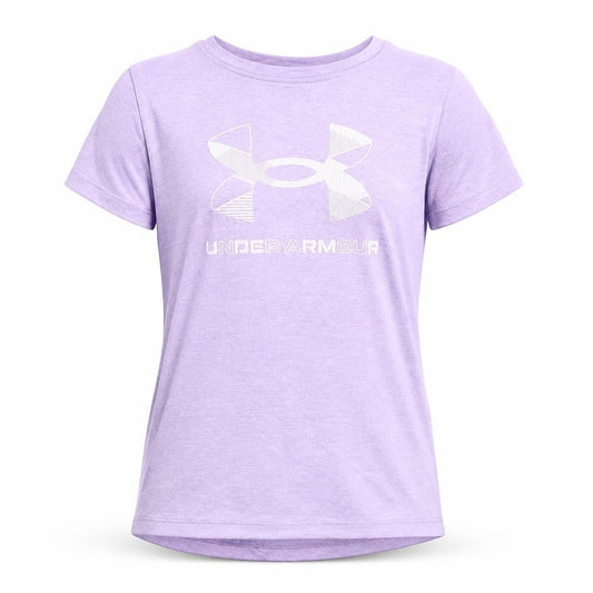 Under Armour Girls Purple Short Sleeve HeatGear Logo T-Shirt YSM